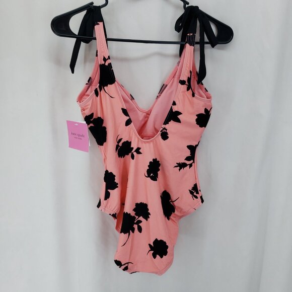 Kate Spade New York Printed Bow-Strap One-Piece Swimsuit Shell Pink Medium (AR) - Picture 4 of 6